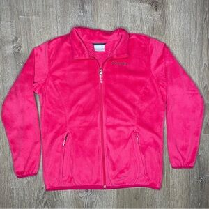Columbia Fuzzy Fleece Full Zip Jacket Pink Girls Size XL
